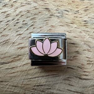 Pink Lotus Flower Charm – Italian Link Stainless Steel